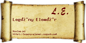 Legény Elemér névjegykártya